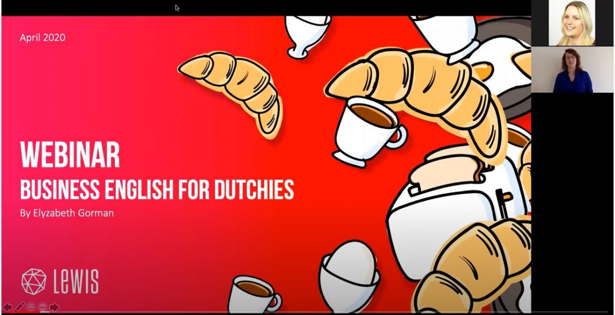 Screenshot, LEWIS Webinar: Business English for Dutchies